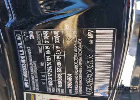 2012 Mercedes-Benz Ml 350 Bluetec from USA, damaged, VIN 4JGDA2EBXCA022053